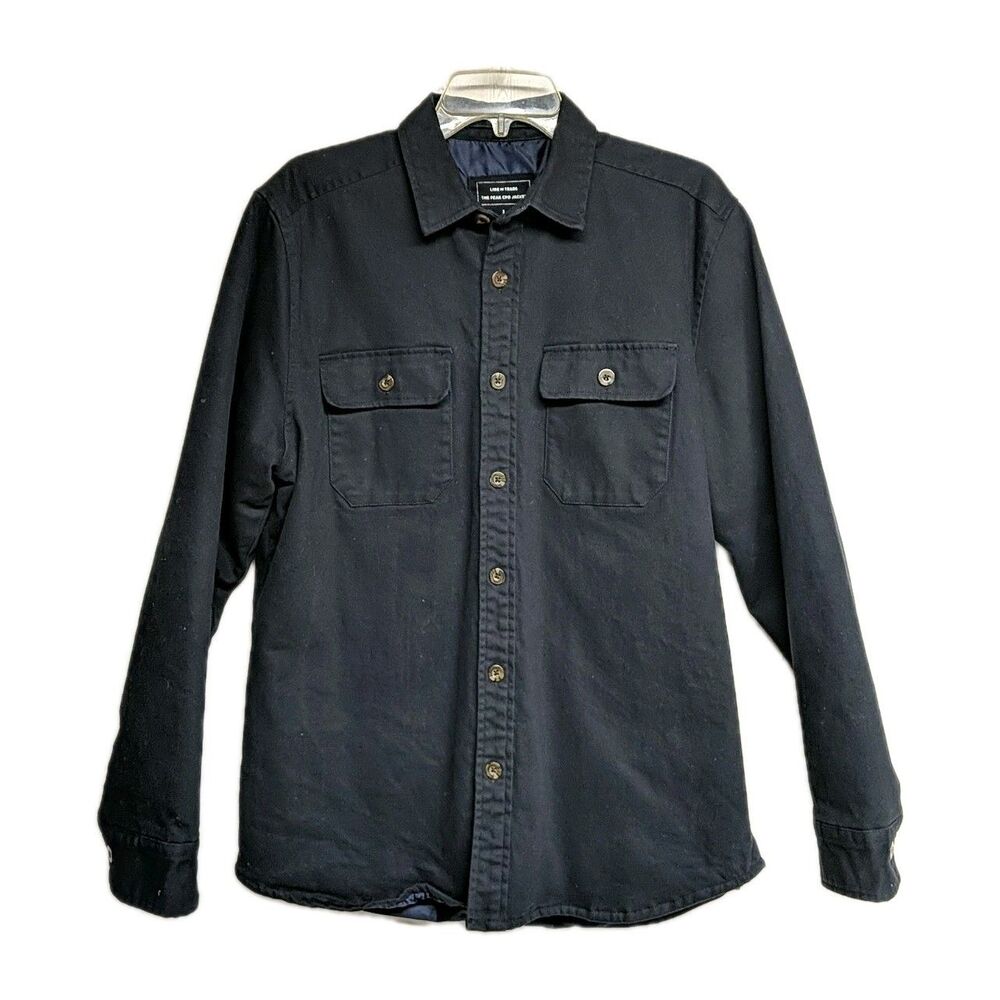 Line of Trade Peak CPO Jacket Casual Dress Shacket Men Large Collared Black L
